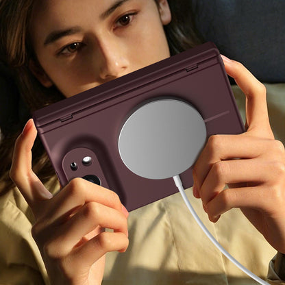 For iPhone Duo Full Cover HD Integrated Magnetic Hinge Folding Phone Case - Burgundy - EDA010134501C