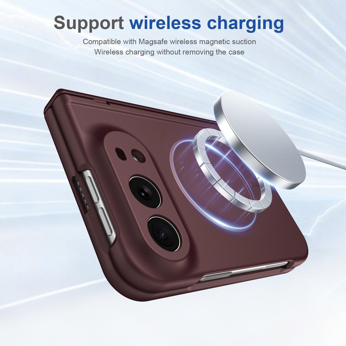 For iPhone Duo Full Cover HD Integrated Magnetic Hinge Folding Phone Case - Burgundy - EDA010134501C