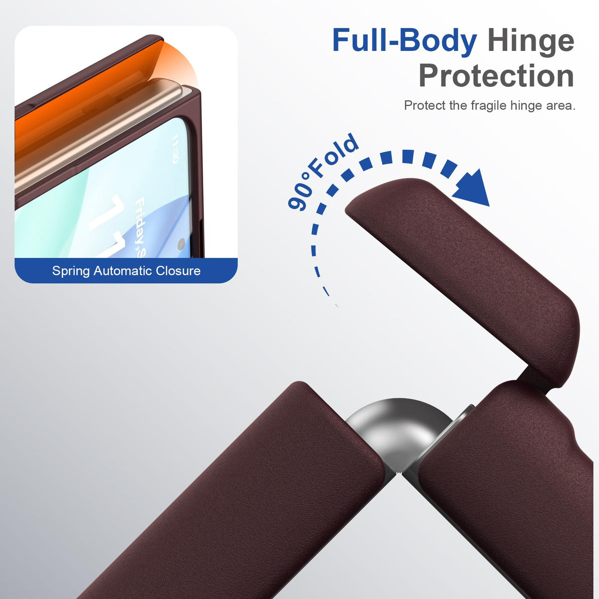 For iPhone Duo Full Cover HD Integrated Magnetic Hinge Folding Phone Case - Burgundy - EDA010134501C