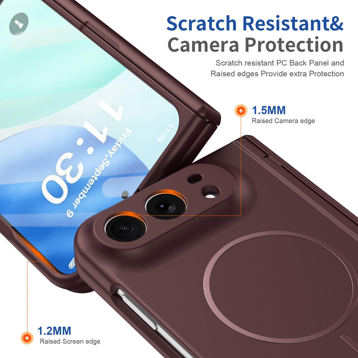 For iPhone Duo Full Cover HD Integrated Magnetic Hinge Folding Phone Case - Burgundy - EDA010134501C