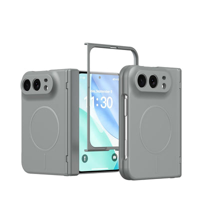 For iPhone Duo Full Cover HD Integrated Magnetic Hinge Folding Phone Case - Grey - EDA010134501D