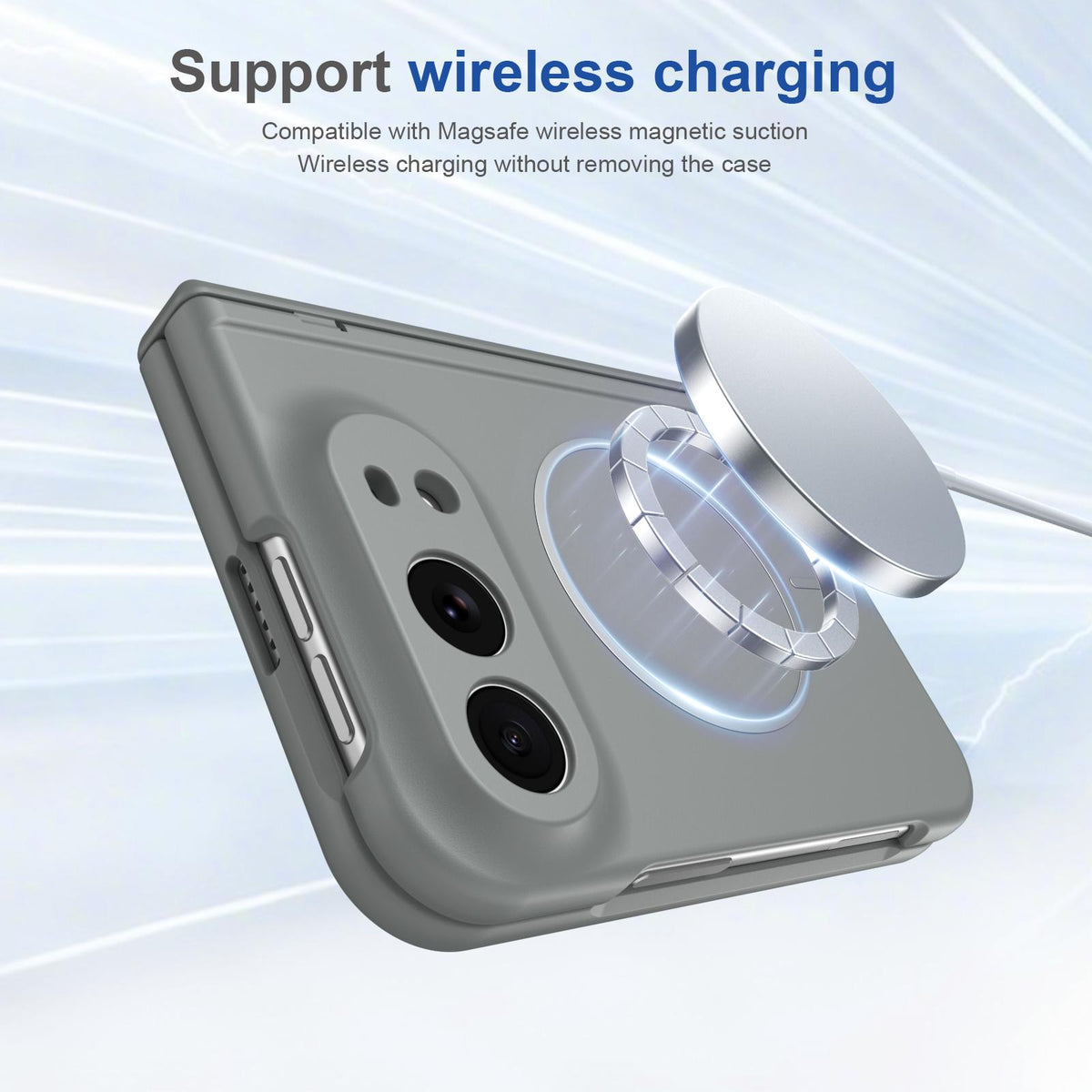 For iPhone Duo Full Cover HD Integrated Magnetic Hinge Folding Phone Case - Grey - EDA010134501D