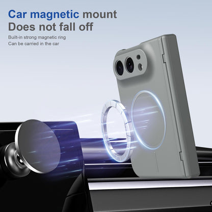 For iPhone Duo Full Cover HD Integrated Magnetic Hinge Folding Phone Case - Grey - EDA010134501D