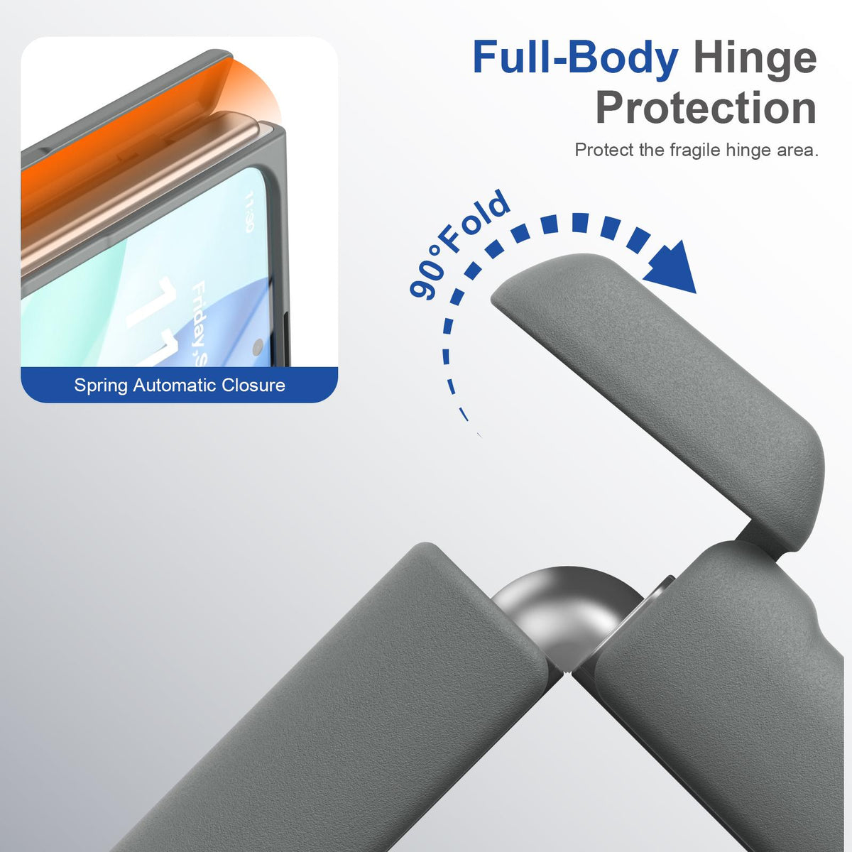 For iPhone Duo Full Cover HD Integrated Magnetic Hinge Folding Phone Case - Grey - EDA010134501D
