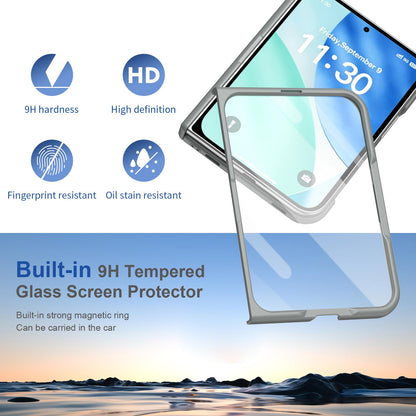 For iPhone Duo Full Cover HD Integrated Magnetic Hinge Folding Phone Case - Grey - EDA010134501D