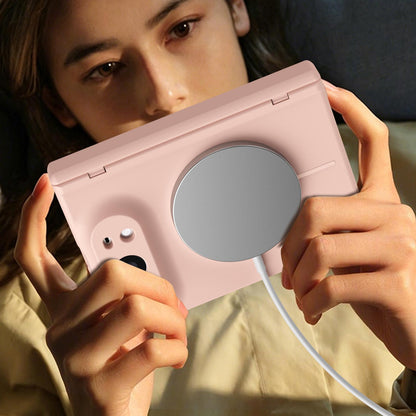 For iPhone Duo Full Cover HD Integrated Magnetic Hinge Folding Phone Case - Pink - EDA010134501E