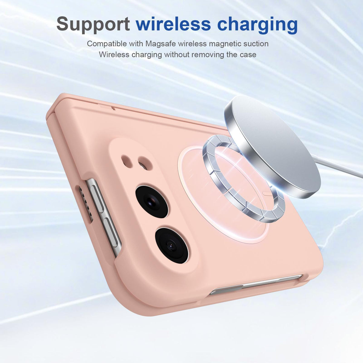 For iPhone Duo Full Cover HD Integrated Magnetic Hinge Folding Phone Case - Pink - EDA010134501E