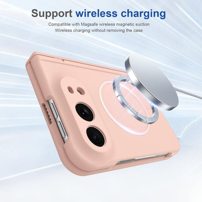 For iPhone Duo Full Cover HD Integrated Magnetic Hinge Folding Phone Case - Pink - EDA010134501E