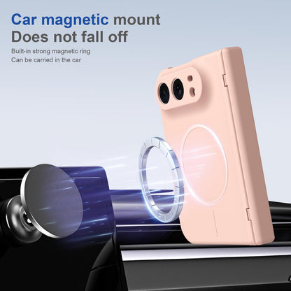 For iPhone Duo Full Cover HD Integrated Magnetic Hinge Folding Phone Case - Pink - EDA010134501E