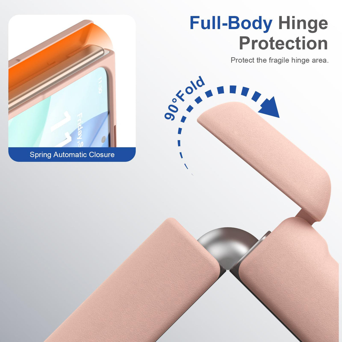For iPhone Duo Full Cover HD Integrated Magnetic Hinge Folding Phone Case - Pink - EDA010134501E