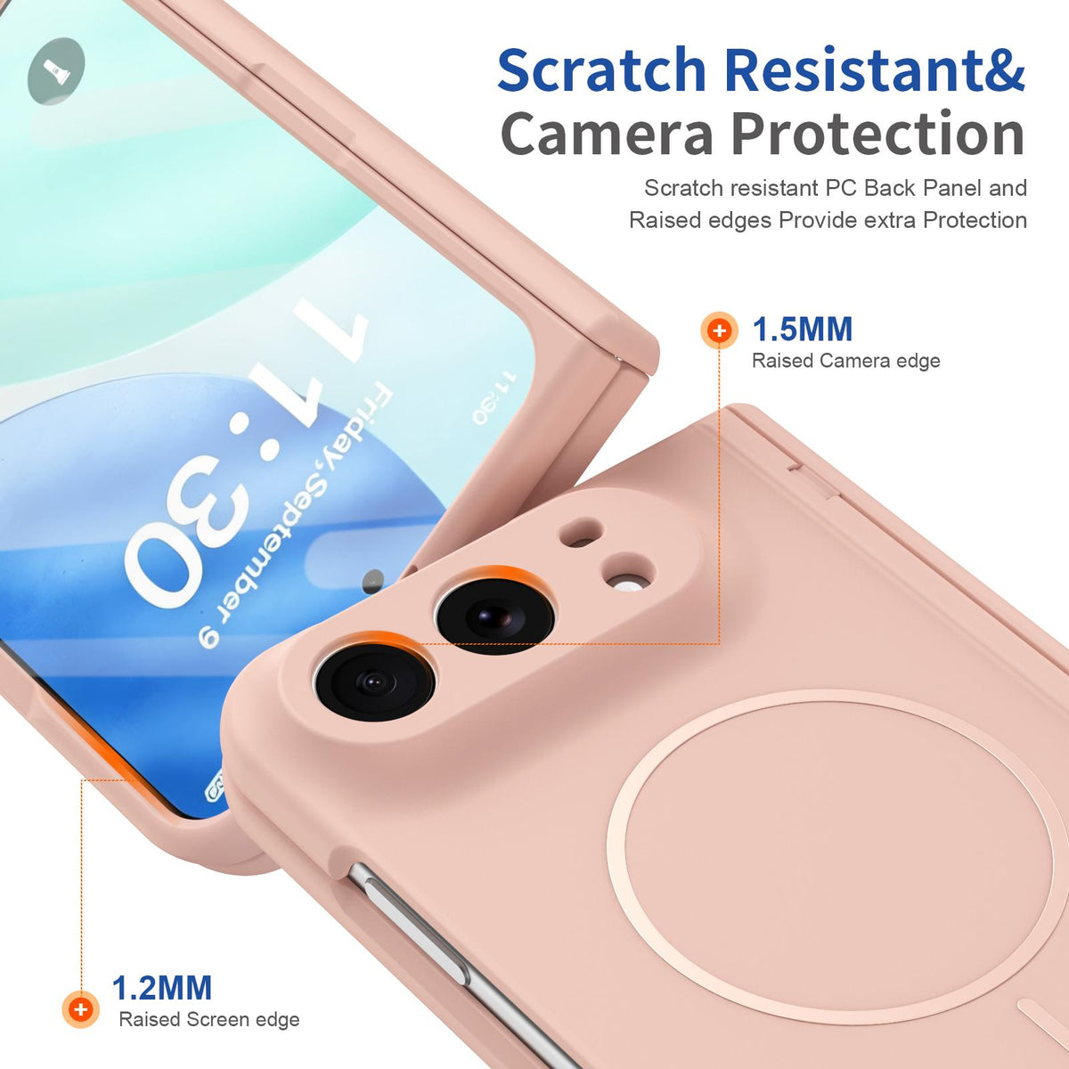For iPhone Duo Full Cover HD Integrated Magnetic Hinge Folding Phone Case - Pink - EDA010134501E