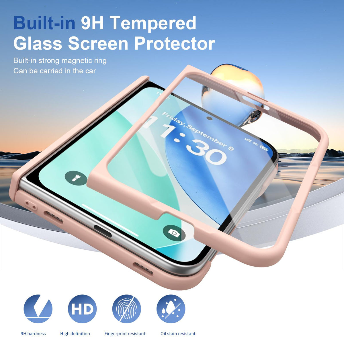 For iPhone Duo Full Cover HD Integrated Magnetic Hinge Folding Phone Case - Pink - EDA010134501E