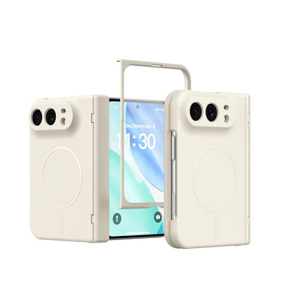 For iPhone Duo Full Cover HD Integrated Magnetic Hinge Folding Phone Case - White - EDA010134501F