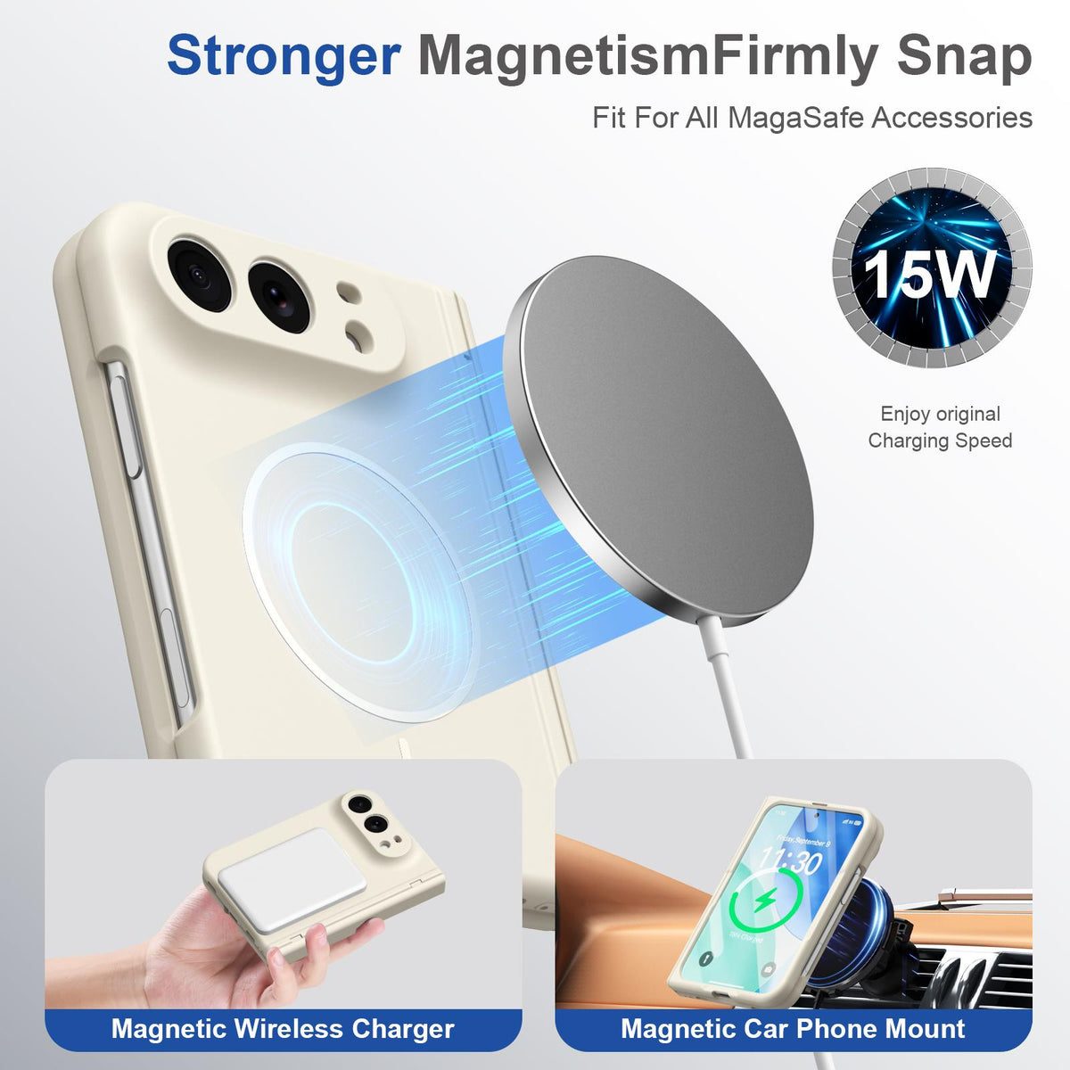 For iPhone Duo Full Cover HD Integrated Magnetic Hinge Folding Phone Case - White - EDA010134501F
