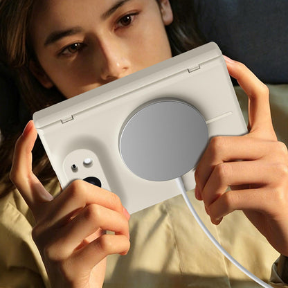 For iPhone Duo Full Cover HD Integrated Magnetic Hinge Folding Phone Case - White - EDA010134501F