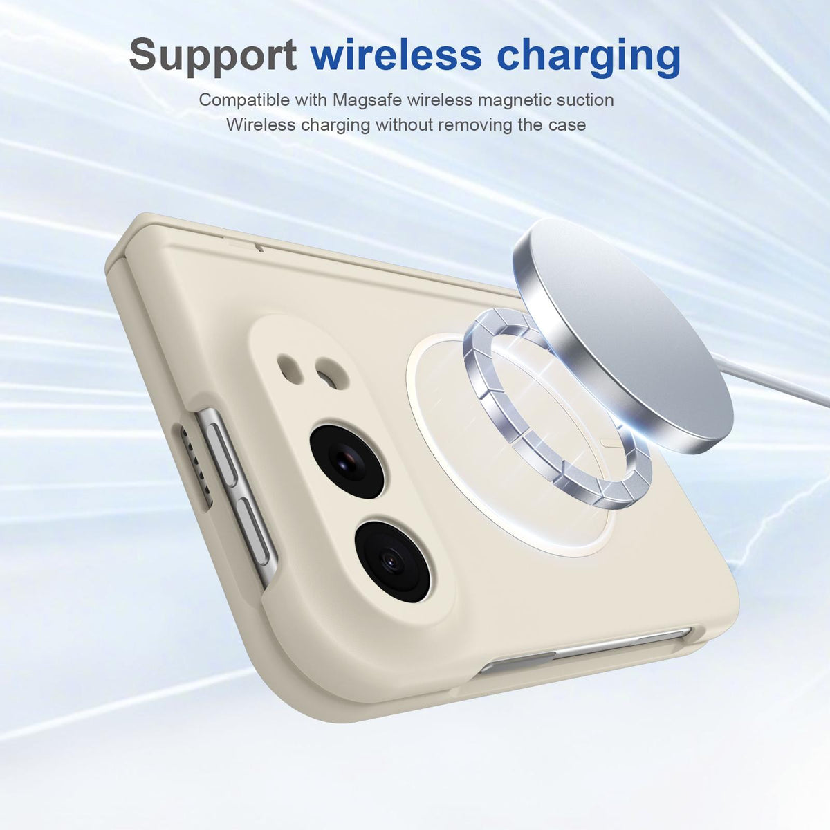 For iPhone Duo Full Cover HD Integrated Magnetic Hinge Folding Phone Case - White - EDA010134501F