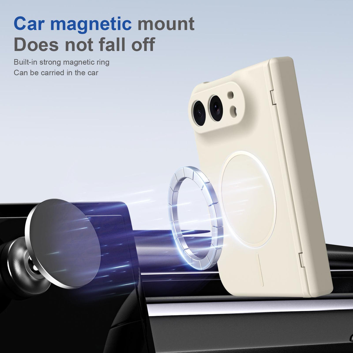 For iPhone Duo Full Cover HD Integrated Magnetic Hinge Folding Phone Case - White - EDA010134501F