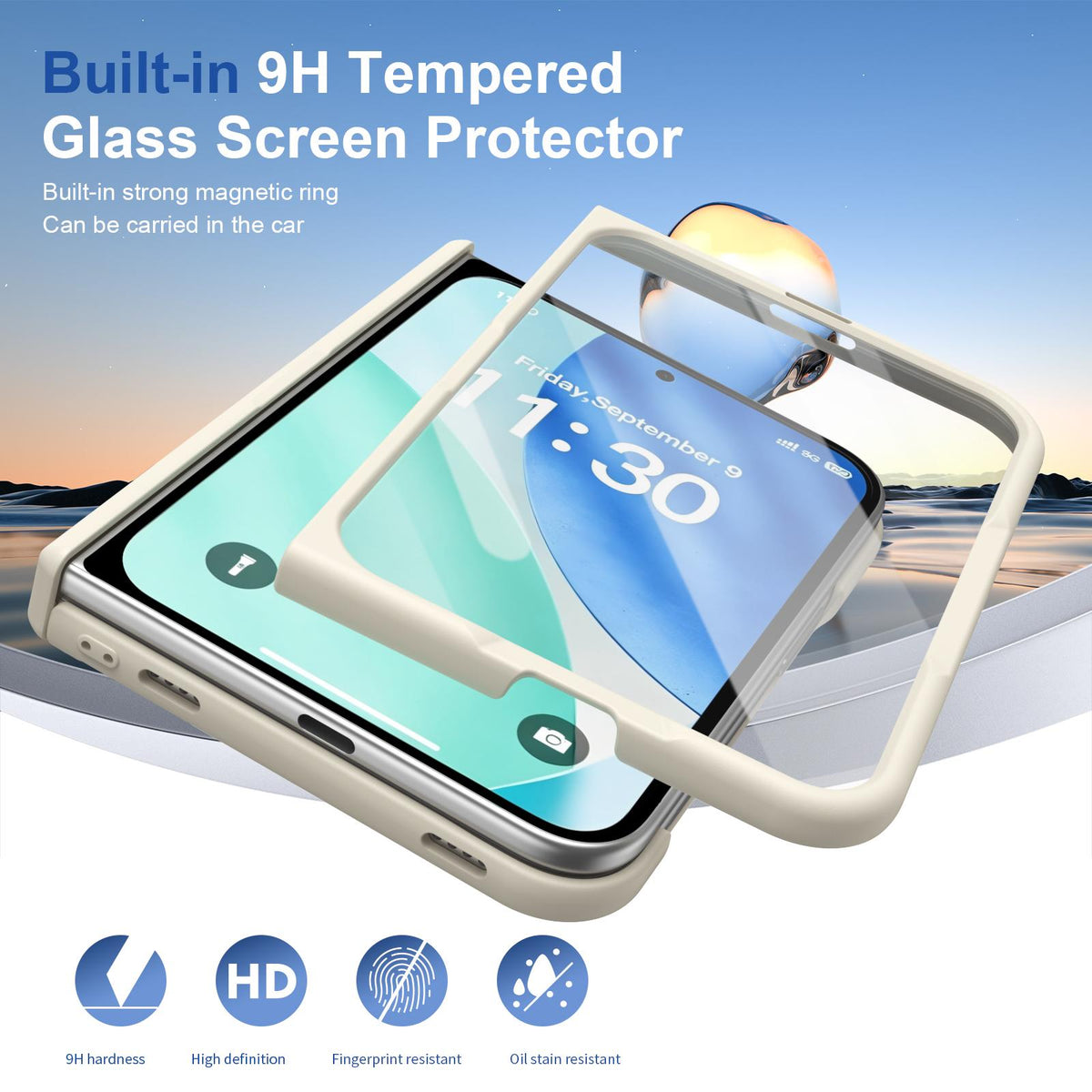 For iPhone Duo Full Cover HD Integrated Magnetic Hinge Folding Phone Case - White - EDA010134501F