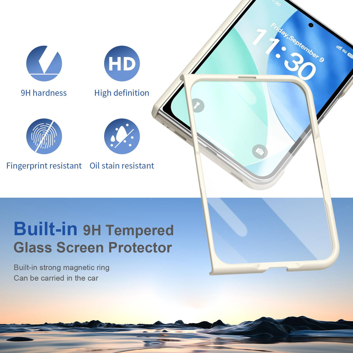 For iPhone Duo Full Cover HD Integrated Magnetic Hinge Folding Phone Case - White - EDA010134501F