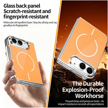 For iPhone Duo Integrated Glass Scratch Resistant Magnetic Phone Case - Orange - EDA010135501A