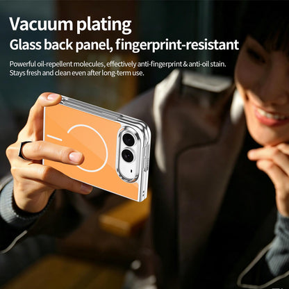 For iPhone Duo Integrated Glass Scratch Resistant Magnetic Phone Case - Orange - EDA010135501A