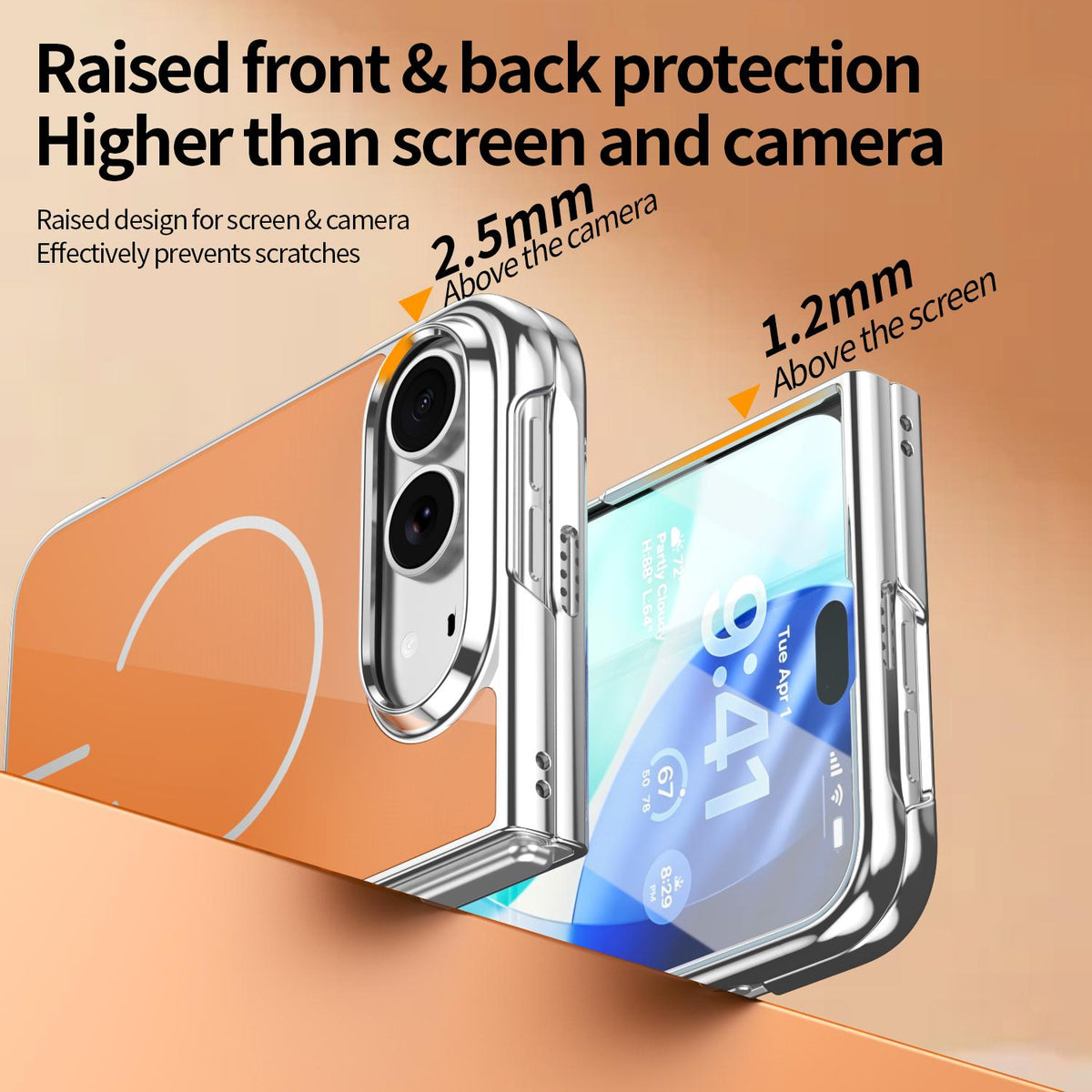 For iPhone Duo Integrated Glass Scratch Resistant Magnetic Phone Case - Orange - EDA010135501A