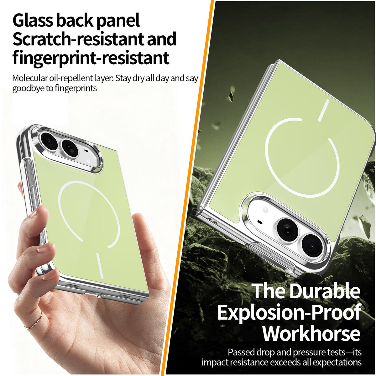 For iPhone Duo Integrated Glass Scratch Resistant Magnetic Phone Case - Green - EDA010135501B