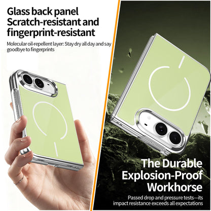 For iPhone Duo Integrated Glass Scratch Resistant Magnetic Phone Case - Green - EDA010135501B