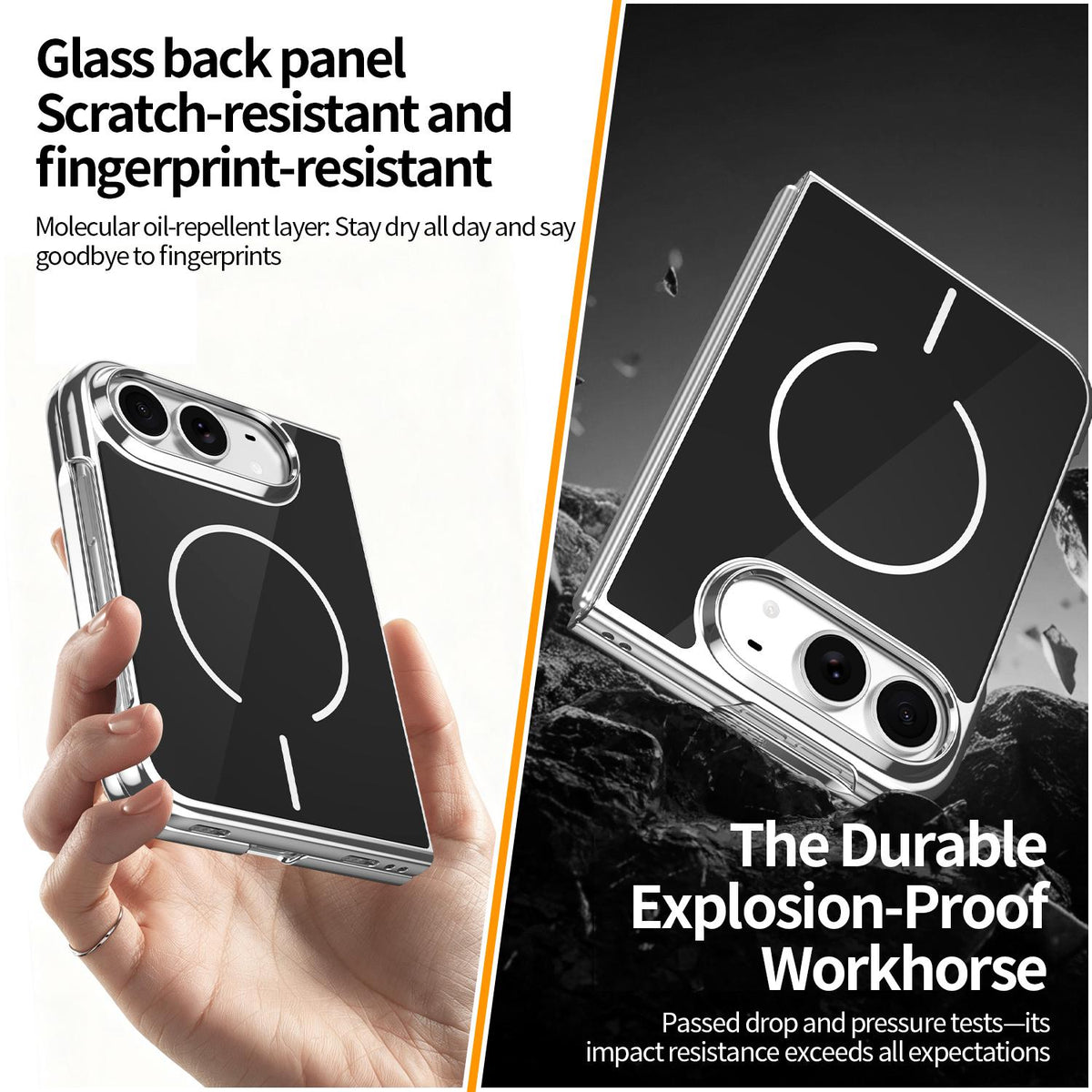 For iPhone Duo Integrated Glass Scratch Resistant Magnetic Phone Case - Black - EDA010135501C