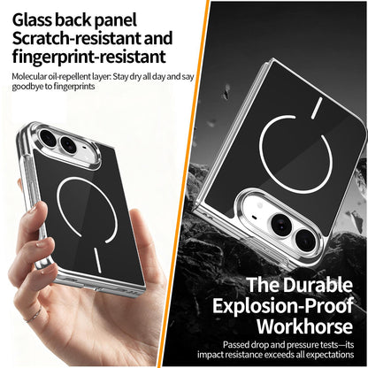 For iPhone Duo Integrated Glass Scratch Resistant Magnetic Phone Case - Black - EDA010135501C