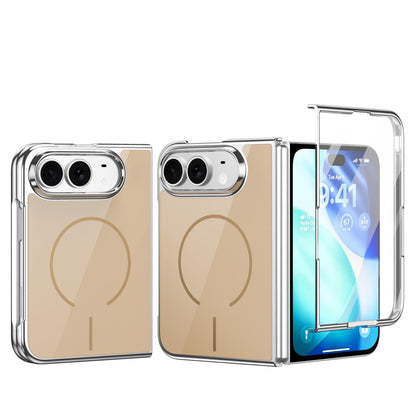 For iPhone Duo Integrated Glass Scratch Resistant Magnetic Phone Case - Desert Gold - EDA010135501D