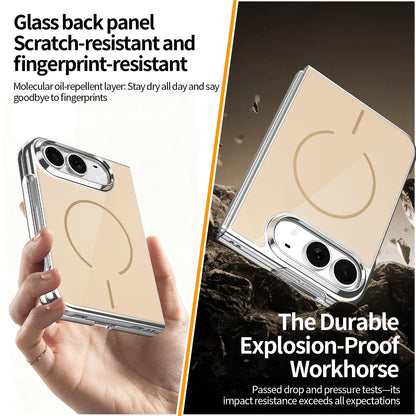 For iPhone Duo Integrated Glass Scratch Resistant Magnetic Phone Case - Desert Gold - EDA010135501D