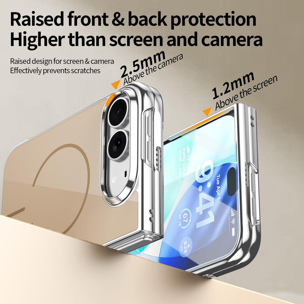 For iPhone Duo Integrated Glass Scratch Resistant Magnetic Phone Case - Desert Gold - EDA010135501D