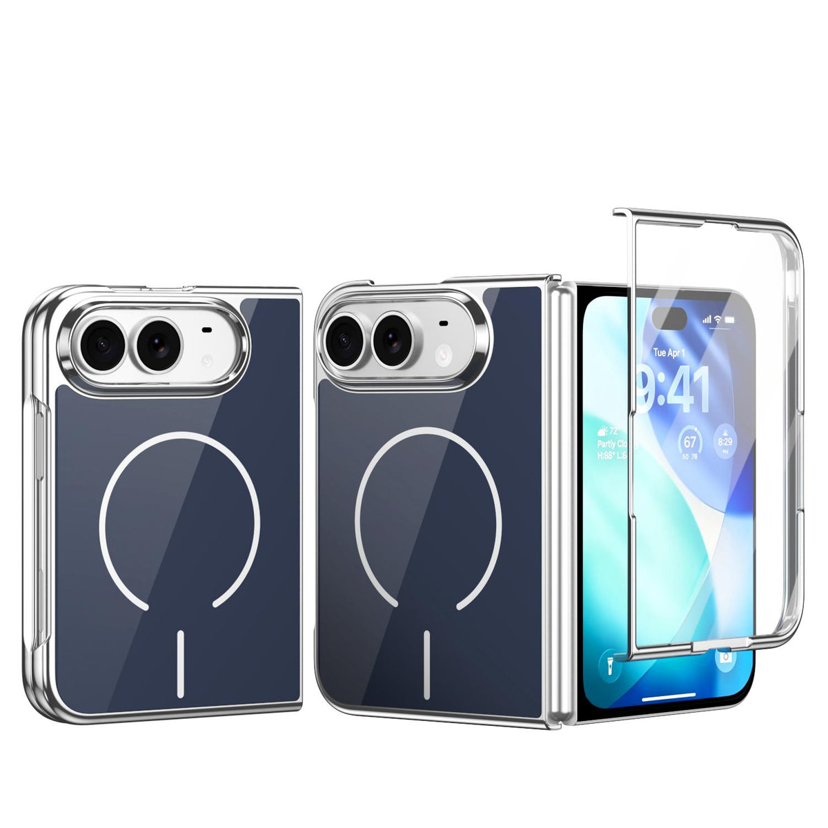 For iPhone Duo Integrated Glass Scratch Resistant Magnetic Phone Case - Blue - EDA010135501E