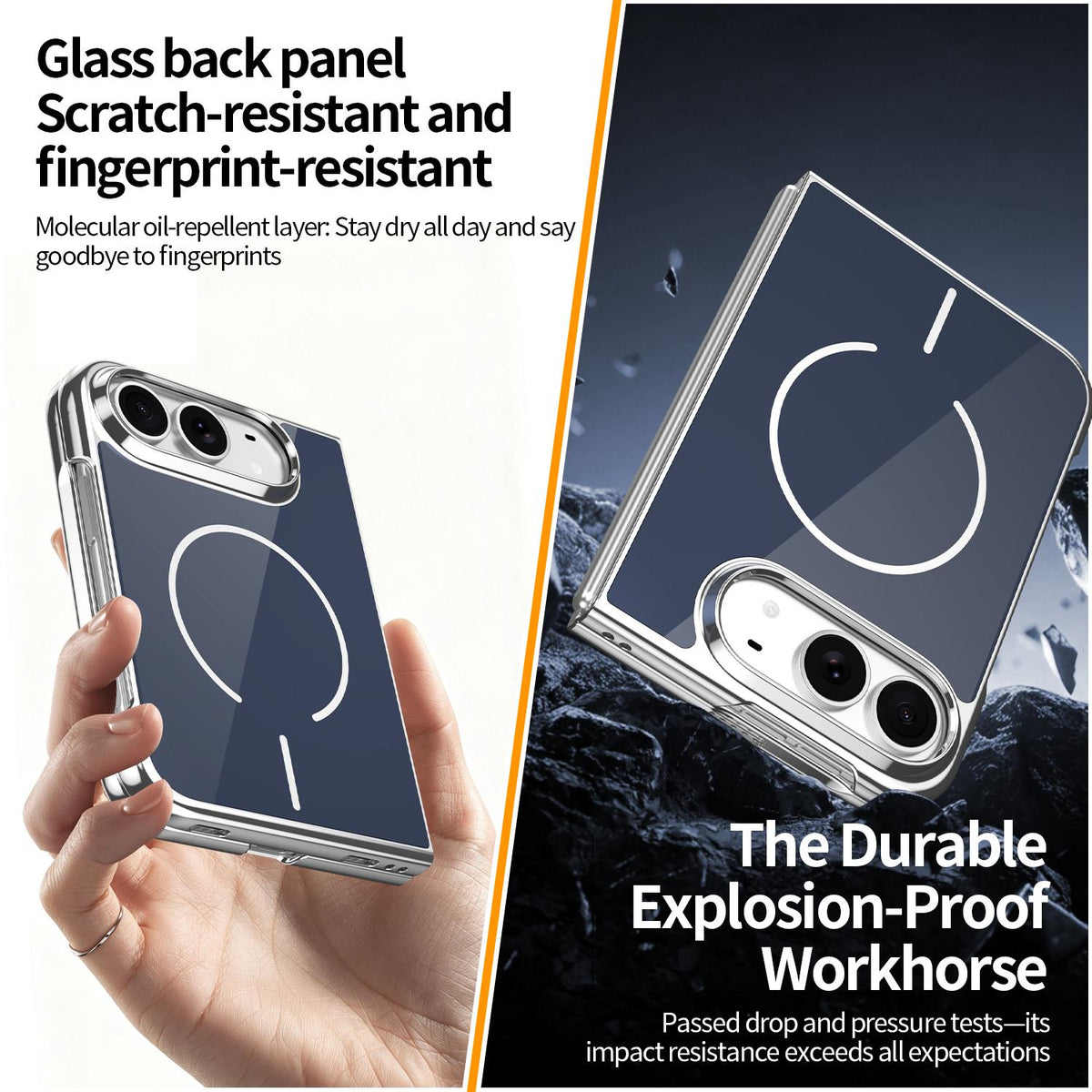 For iPhone Duo Integrated Glass Scratch Resistant Magnetic Phone Case - Blue - EDA010135501E