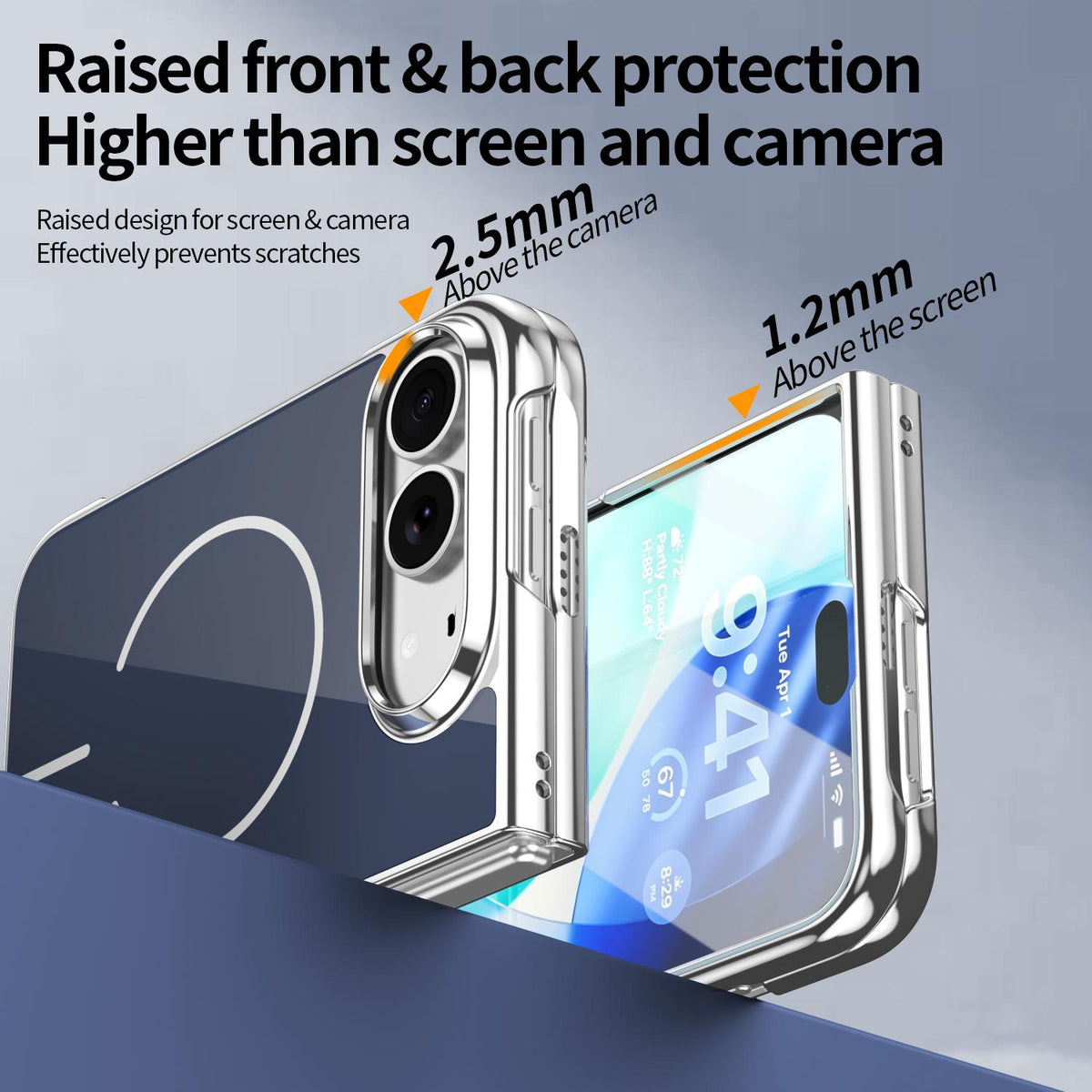 For iPhone Duo Integrated Glass Scratch Resistant Magnetic Phone Case - Blue - EDA010135501E
