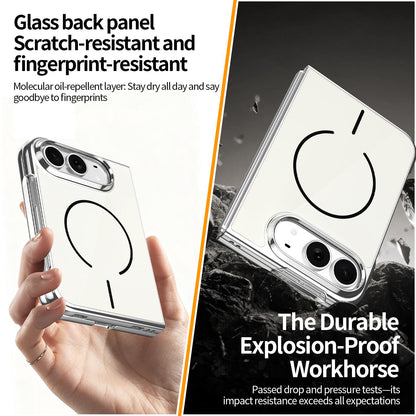 For iPhone Duo Integrated Glass Scratch Resistant Magnetic Phone Case - Silver - EDA010135501F