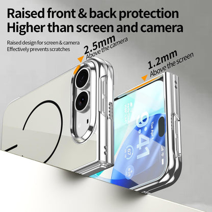 For iPhone Duo Integrated Glass Scratch Resistant Magnetic Phone Case - Silver - EDA010135501F