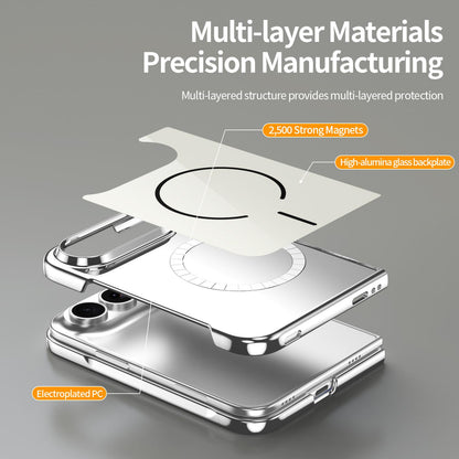 For iPhone Duo Integrated Glass Scratch Resistant Magnetic Phone Case - Silver - EDA010135501F