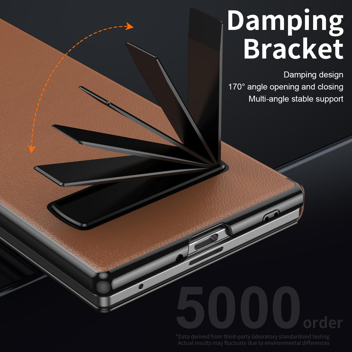 For Samsung Galaxy Z Fold7 5G Flip Cover Folding Holder Vegan Leather Protective Phone Case - Brown - EDA010136002A