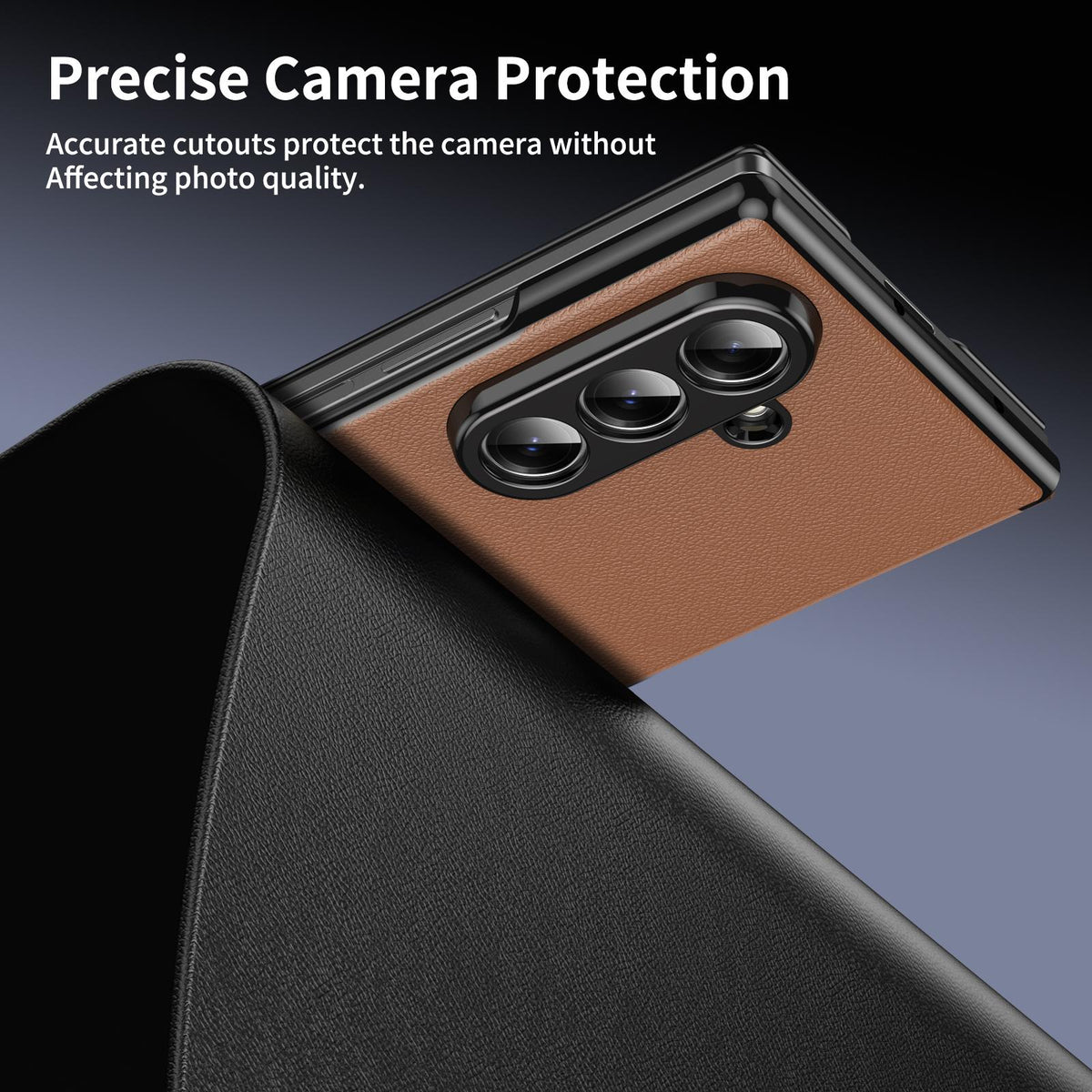 For Samsung Galaxy Z Fold7 5G Flip Cover Folding Holder Vegan Leather Protective Phone Case - Brown - EDA010136002A