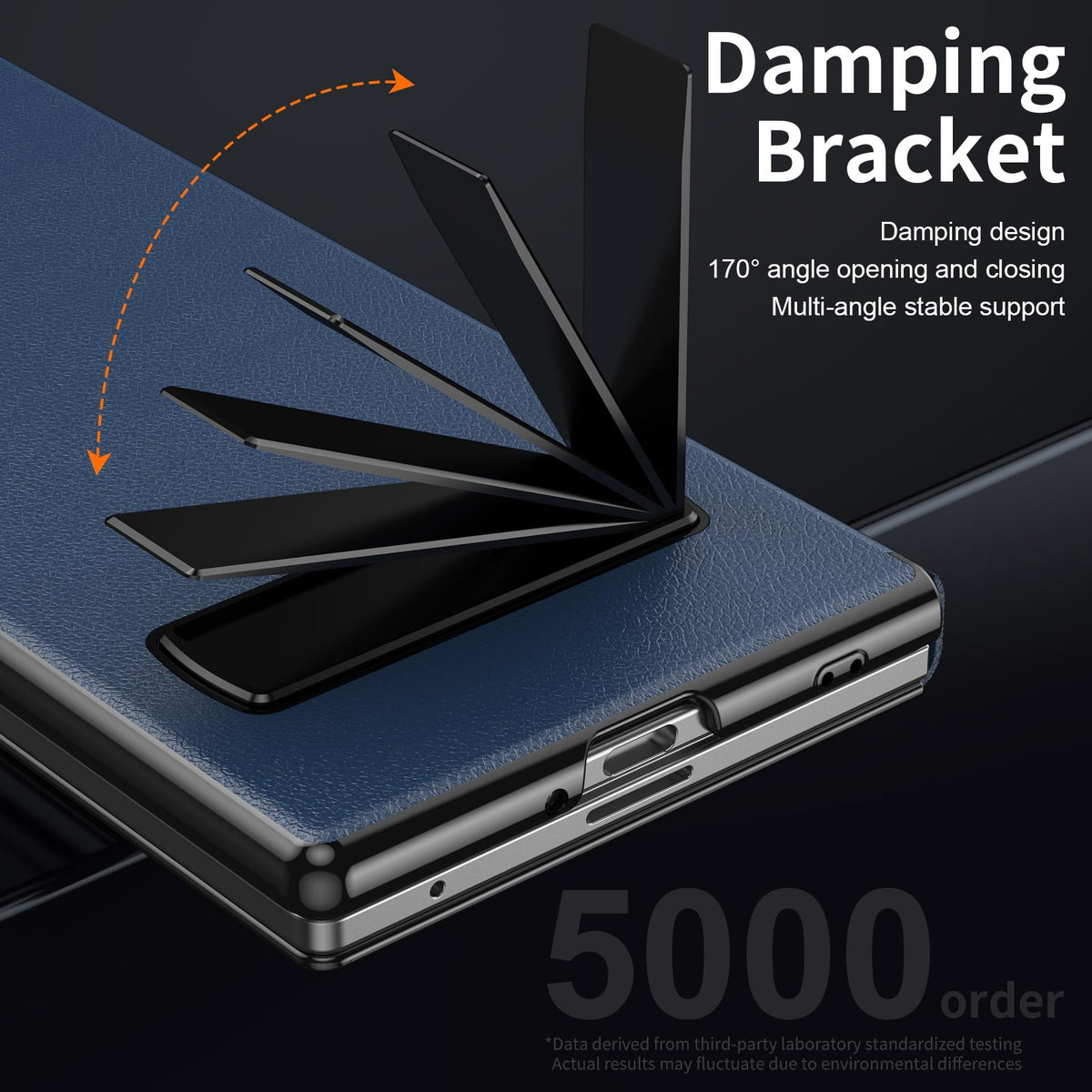 For Samsung Galaxy Z Fold7 5G Flip Cover Folding Holder Vegan Leather Protective Phone Case - Navy Blue - EDA010136002B