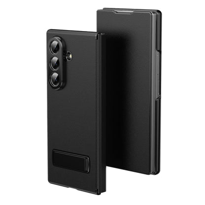 For Samsung Galaxy Z Fold7 5G Flip Cover Folding Holder Vegan Leather Protective Phone Case - Black - EDA010136002C
