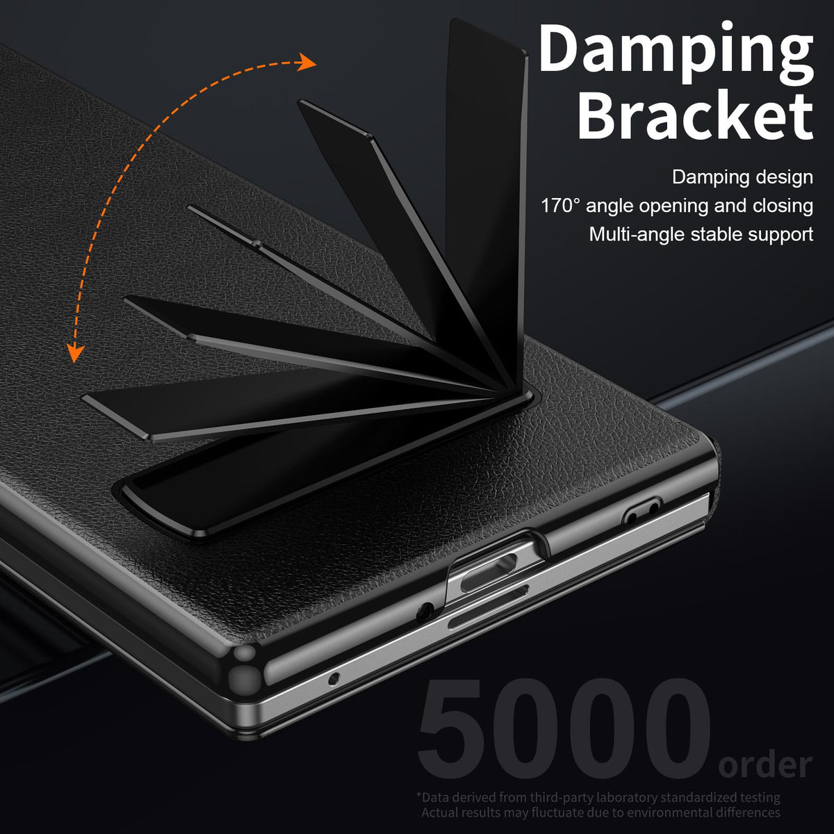 For Samsung Galaxy Z Fold7 5G Flip Cover Folding Holder Vegan Leather Protective Phone Case - Black - EDA010136002C