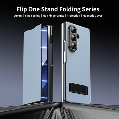For Samsung Galaxy Z Fold7 5G Flip Cover Folding Holder Vegan Leather Protective Phone Case - Pale Blue - EDA010136002D