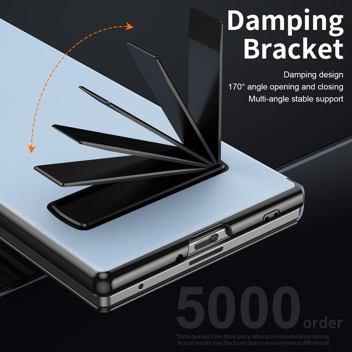 For Samsung Galaxy Z Fold7 5G Flip Cover Folding Holder Vegan Leather Protective Phone Case - Pale Blue - EDA010136002D