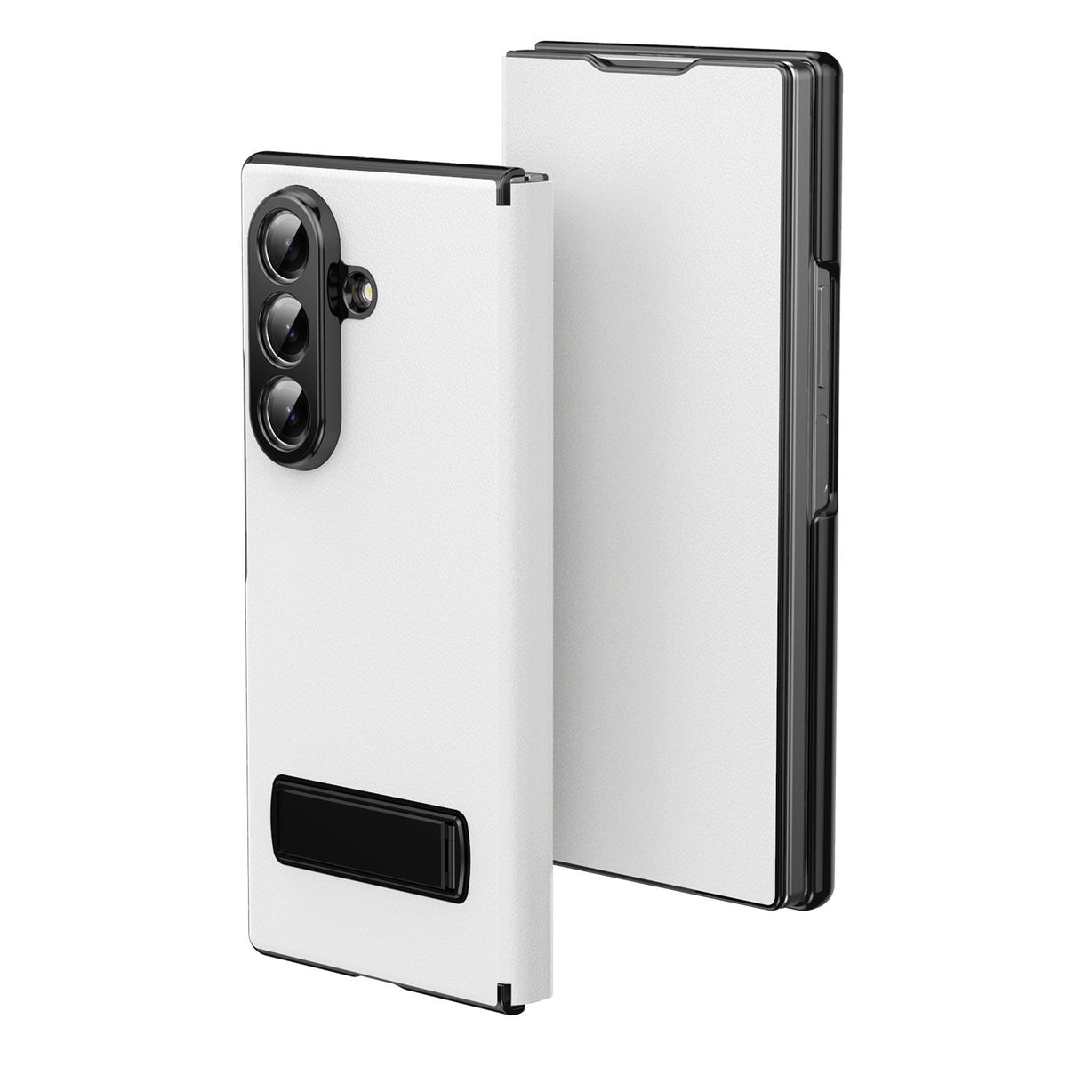 For Samsung Galaxy Z Fold7 5G Flip Cover Folding Holder Vegan Leather Protective Phone Case - White - EDA010136002E