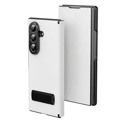 For Samsung Galaxy Z Fold7 5G Flip Cover Folding Holder Vegan Leather Protective Phone Case - White - EDA010136002E