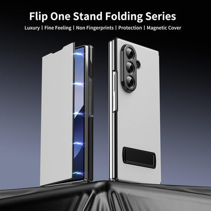 For Samsung Galaxy Z Fold7 5G Flip Cover Folding Holder Vegan Leather Protective Phone Case - White - EDA010136002E