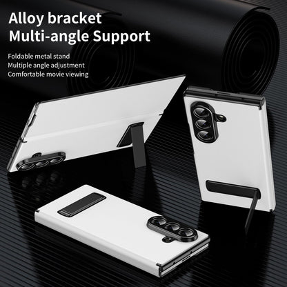 For Samsung Galaxy Z Fold7 5G Flip Cover Folding Holder Vegan Leather Protective Phone Case - White - EDA010136002E